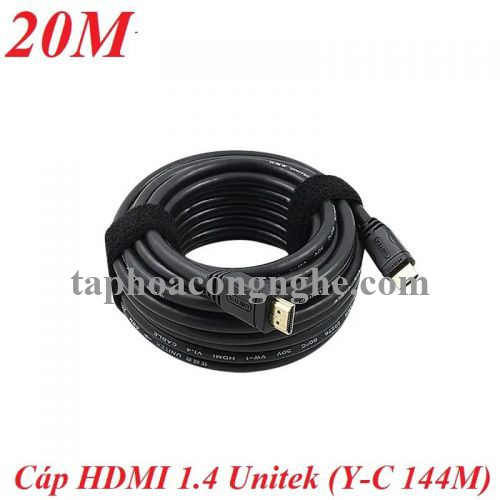Unitek 98460 Y-C144M 20M 4k Màu Đen Cáp Hdmi chuẩn 1.4 dây tròn chống nhiễu 30098460